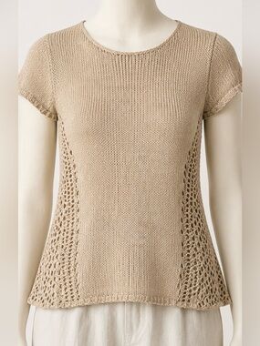 Bobeau Crochet Knit Pullover
Cream Top Size Small